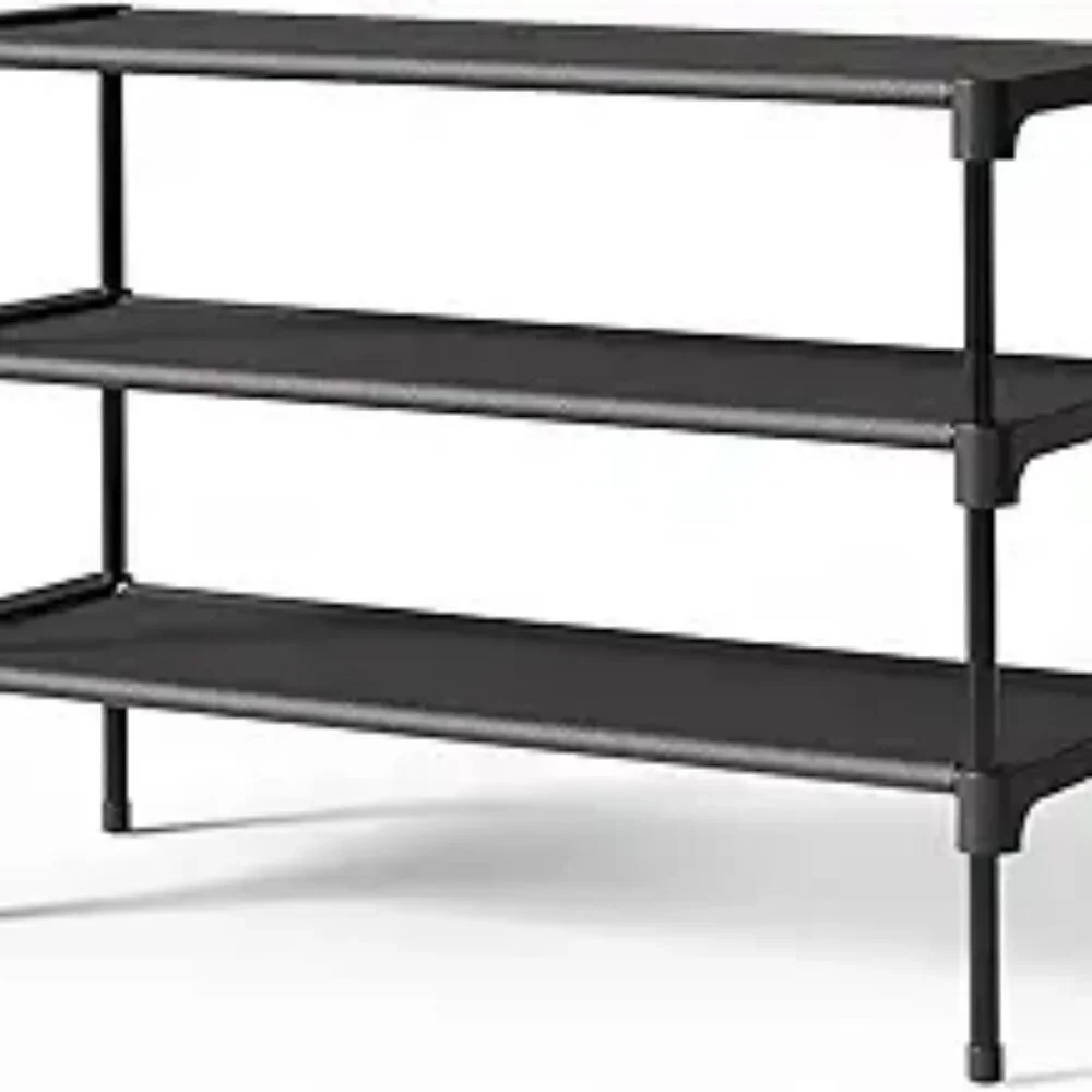 Black Stackable Shoe Rack Organizer Shelf for Closet Entryway Garage Storage